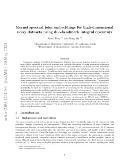 Kernel spectral joint embeddings for high-dimensional noisy datasets
  using duo-landmark integral operators