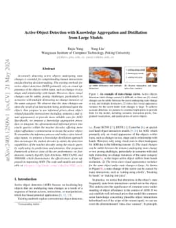 Active Object Detection with Knowledge Aggregation and Distillation from
  Large Models