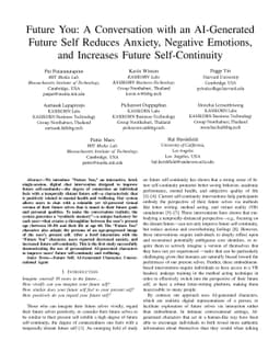 Future You: A Conversation with an AI-Generated Future Self Reduces
  Anxiety, Negative Emotions, and Increases Future Self-Continuity