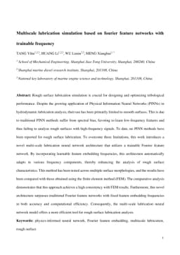Multiscale lubrication simulation based on fourier feature networks with
  trainable frequency