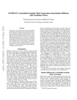 SYMPLEX: Controllable Symbolic Music Generation using Simplex Diffusion
  with Vocabulary Priors