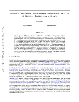 Parallel Algorithm for Optimal Threshold Labeling of Ordinal Regression
  Methods