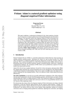 FAdam: Adam is a natural gradient optimizer using diagonal empirical
  Fisher information