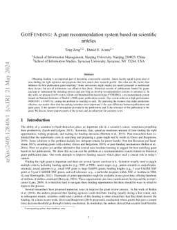 GotFunding: A grant recommendation system based on scientific articles
