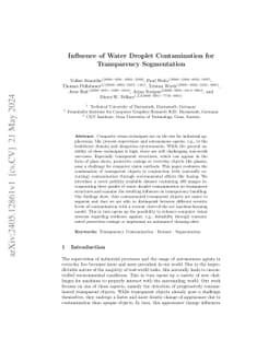 Influence of Water Droplet Contamination for Transparency Segmentation