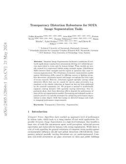Transparency Distortion Robustness for SOTA Image Segmentation Tasks