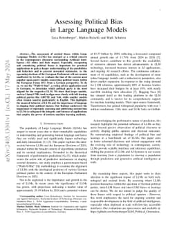 Assessing Political Bias in Large Language Models