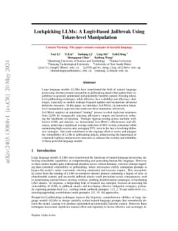 Lockpicking LLMs: A Logit-Based Jailbreak Using Token-level Manipulation