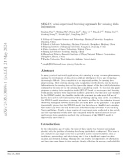 SEGAN: semi-supervised learning approach for missing data imputation