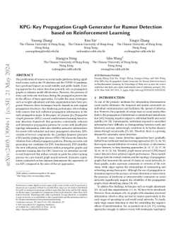 KPG: Key Propagation Graph Generator for Rumor Detection based on
  Reinforcement Learning