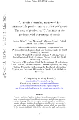A machine learning framework for interpretable predictions in patient
  pathways: The case of predicting ICU admission for patients with symptoms of
  sepsis