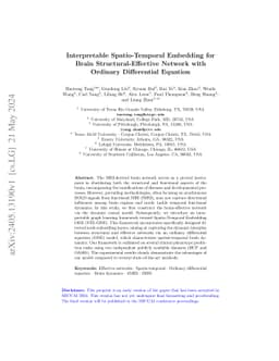 Interpretable Spatio-Temporal Embedding for Brain Structural-Effective
  Network with Ordinary Differential Equation