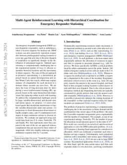 Multi-Agent Reinforcement Learning with Hierarchical Coordination for
  Emergency Responder Stationing
