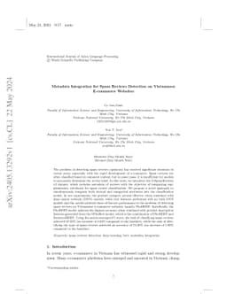 Metadata Integration for Spam Reviews Detection on Vietnamese E-commerce
  Websites