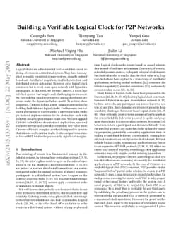 Building a Verifiable Logical Clock for P2P Networks