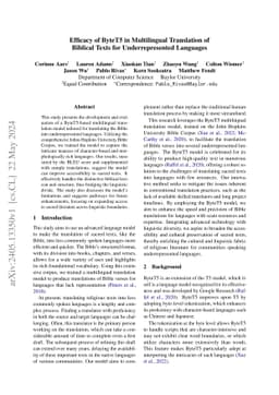 Efficacy of ByT5 in Multilingual Translation of Biblical Texts for
  Underrepresented Languages