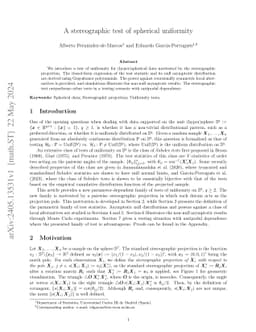A stereographic test of spherical uniformity