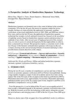 A Perspective Analysis of Handwritten Signature Technology