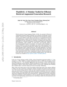 FlashRAG: A Modular Toolkit for Efficient Retrieval-Augmented Generation Research