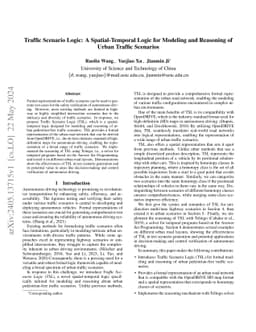 Traffic Scenario Logic: A Spatial-Temporal Logic for Modeling and Reasoning of Urban Traffic Scenarios