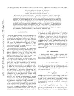 On the dynamics of convolutional recurrent neural networks near their
  critical point