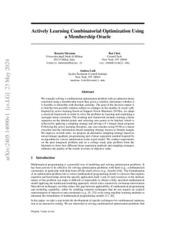 Actively Learning Combinatorial Optimization Using a Membership Oracle