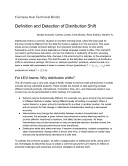 Fairness Hub Technical Briefs: Definition and Detection of Distribution
  Shift
