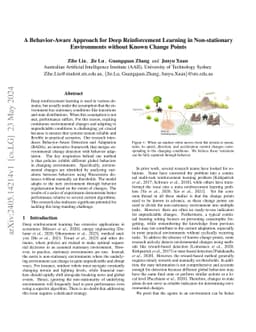 A Behavior-Aware Approach for Deep Reinforcement Learning in
  Non-stationary Environments without Known Change Points