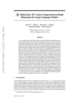 MiniCache: KV Cache Compression in Depth Dimension for Large Language
  Models