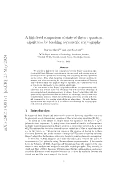 A high-level comparison of state-of-the-art quantum algorithms for
  breaking asymmetric cryptography