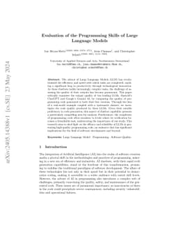 Evaluation of the Programming Skills of Large Language Models