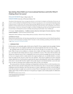 Speculating About Multi-user Conversational Interfaces and LLMs: What If
  Chatting Wasn't So Lonely?