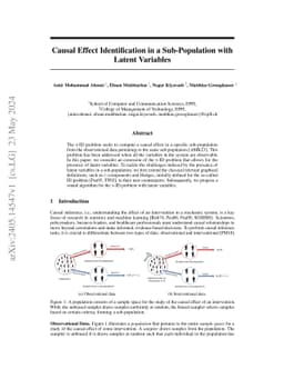 Causal Effect Identification in a Sub-Population with Latent Variables
