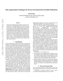 Data Augmentation Techniques for Process Extraction from Scientific
  Publications