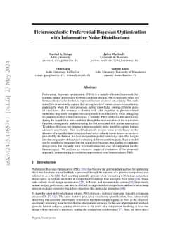 Heteroscedastic Preferential Bayesian Optimization with Informative
  Noise Distributions