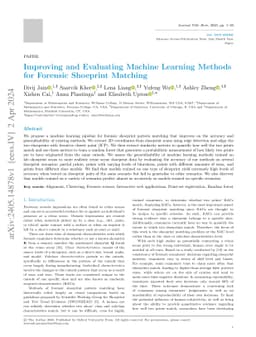 Improving and Evaluating Machine Learning Methods for Forensic Shoeprint
  Matching