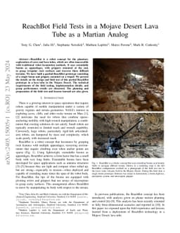 ReachBot Field Tests in a Mojave Desert Lava Tube as a Martian Analog