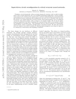 Input-driven circuit reconfiguration in critical recurrent neural
  networks.Marcelo O. Magnasco