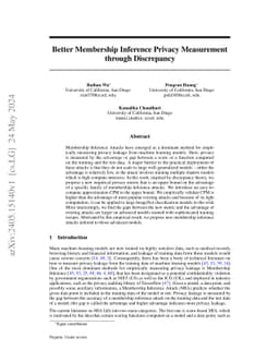 Better Membership Inference Privacy Measurement through Discrepancy