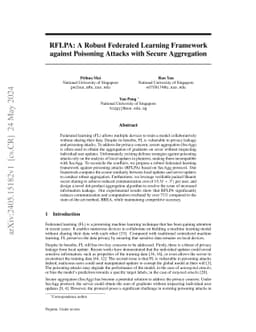 RFLPA: A Robust Federated Learning Framework against Poisoning Attacks
  with Secure Aggregation
