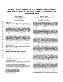 Coaching Copilot: Blended Form of an LLM-Powered Chatbot and a Human
  Coach to Effectively Support Self-Reflection for Leadership Growth