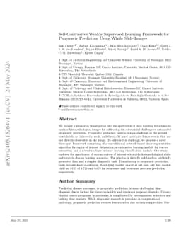 Self-Contrastive Weakly Supervised Learning Framework for Prognostic
  Prediction Using Whole Slide Images