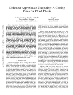 Dishonest Approximate Computing: A Coming Crisis for Cloud Clients