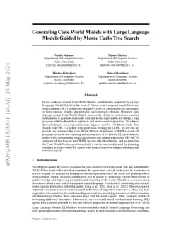 Generating Code World Models with Large Language Models Guided by Monte
  Carlo Tree Search