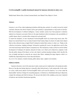 CowScreeningDB: A public benchmark dataset for lameness detection in
  dairy cows