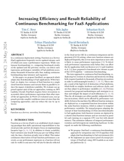 Increasing Efficiency and Result Reliability of Continuous Benchmarking
  for FaaS Applications
