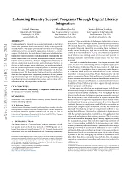 Enhancing Reentry Support Programs Through Digital Literacy Integration