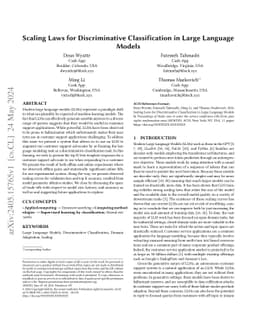 Scaling Laws for Discriminative Classification in Large Language Models