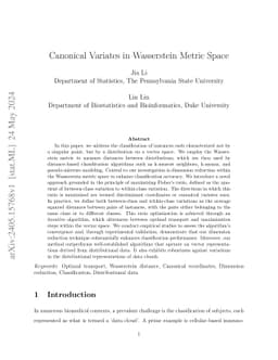 Canonical Variates in Wasserstein Metric Space