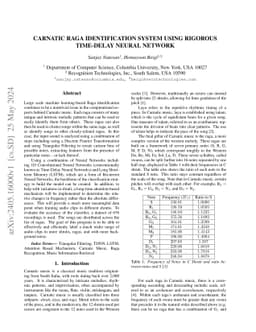 Carnatic Raga Identification System using Rigorous Time-Delay Neural
  Network